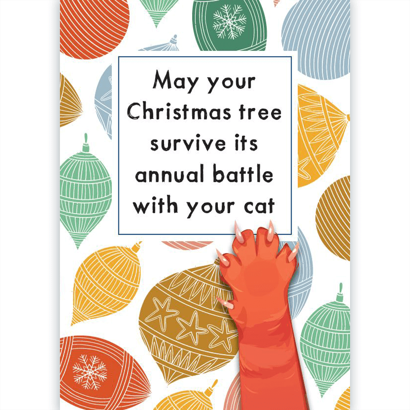 Card - Christmas Cat Battle